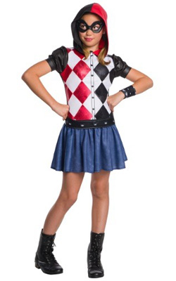 Child Hooded Harley Quinn Dress Costume